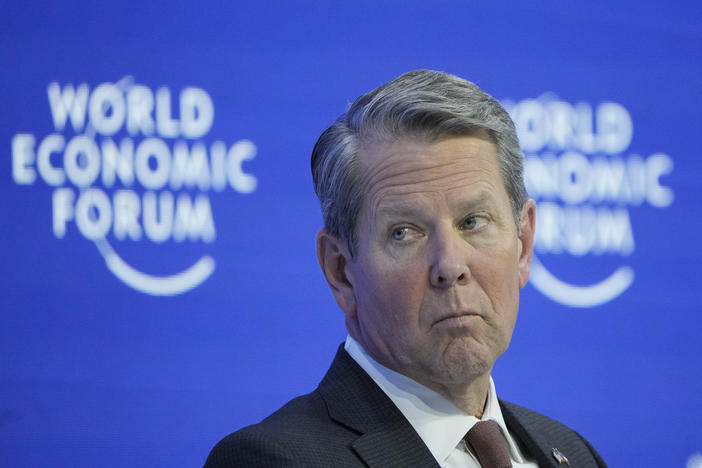 Georgia Gov. Brian Kemp attends a panel at the World Economic Forum in Davos, Switzerland, Jan. 17, 2023. The Republican governor is setting off for a weeklong trade mission to Israel in late May 2023. 