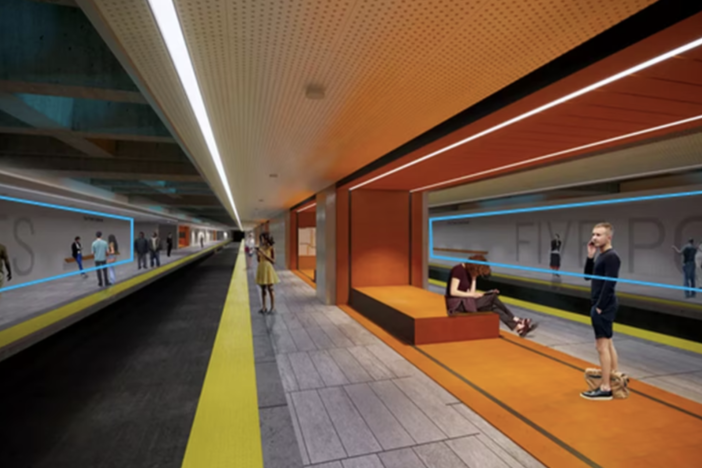 A rendering of a potential mosaic at Five Points Station. 