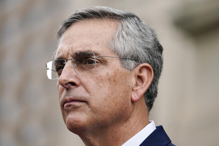 Georgia Secretary of State Brad Raffensperger speaks during a news conference in Atlanta, Nov. 11, 2020. Raffensperger is scheduled to speak Wednesday, June 28, 2023, to federal prosecutors from the office of Department of Justice special counsel Jack Smith, who has been looking into efforts by former President Donald Trump and his allies to overturn his 2020 election loss.