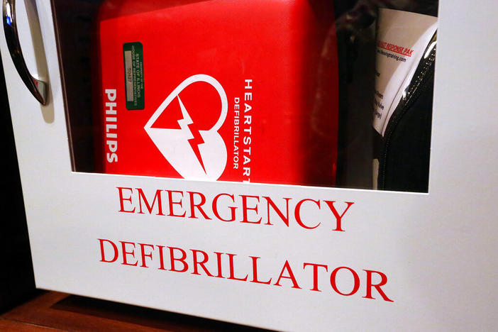Close up of an emergency defibrillator