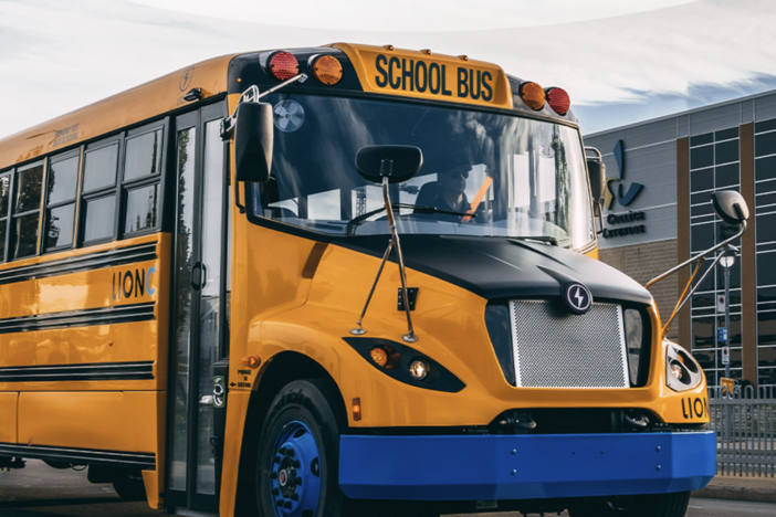 An electric school bus from Lion Electric Company.