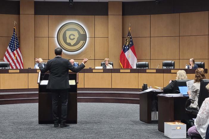 Cobb County School District leaders gathered for a termination hearing August 10, 2023 at the district offices. Teacher Katie Rinderle took the stand answering questions from her lawyer Craig Goodmark. 