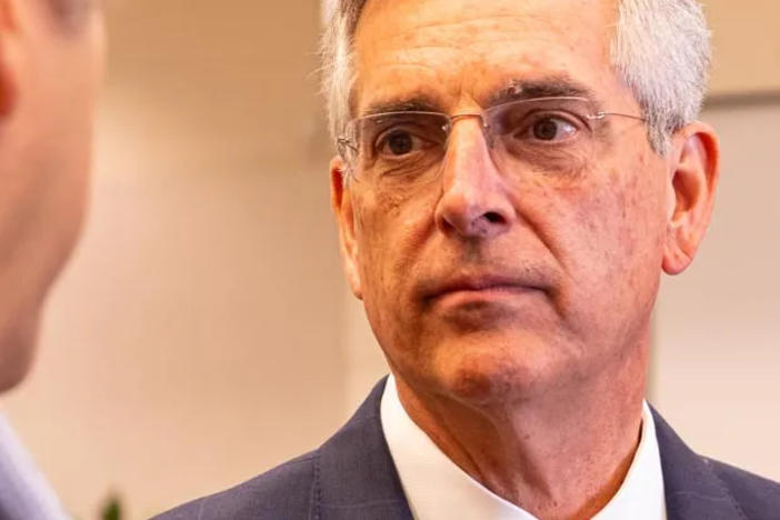  Georgia Secretary of State Brad Raffensperger speaks to attendees at a Savannah Rotary Club luncheon, in Savannah, Ga., Monday, August 7, 2023 