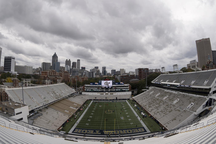Bobby Dodd Stadium is viewed before a NCAA college football game between Georgia Tech and Miami Hurricanes, Nov. 12, 2022, in Atlanta. The home of Georgia Tech football has been renamed Bobby Dodd Stadium at Hyundai Field following a naming rights agreement between the school and the automaker, according to an announcement by the Georgia Board of Regents on Tuesday, Aug. 8, 2023.