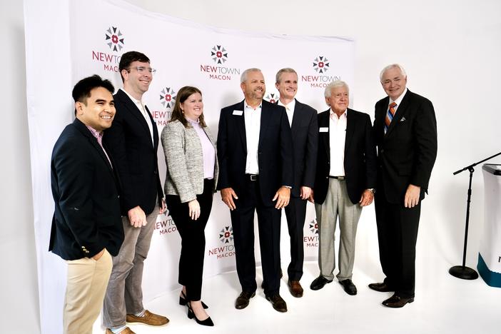 Representatives from Cadence Bank and New Town Macon announce a new investment to Macon community members at a press conference on Thursday, August 3, 2023. 