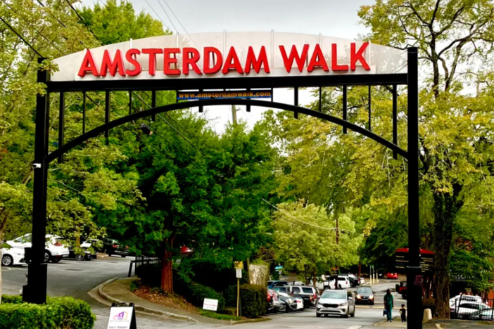 Amsterdam Walk is a retail district located on the border of the Virginia-Highland and Morningside neighborhoods