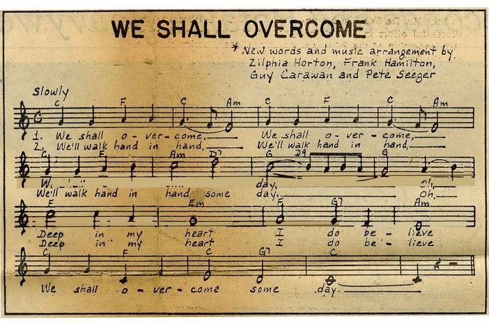 sheet music for the song We Shall Overcome