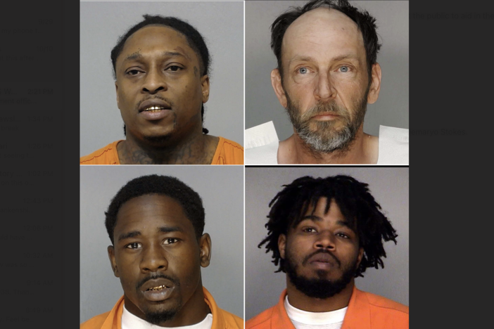 Four men escaped from the Bibb County jail on Monday, Oct. 16, 2023. Clockwise from top left: Johnifer Barnwell, Joey Fournier, Kerry Anderson and Demaryo Stokes. 