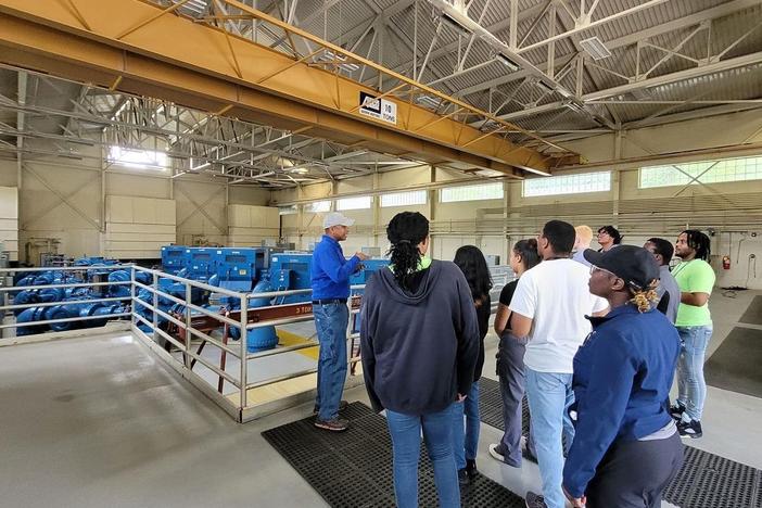 Fulton County interns toured the Johns Creek Environmental Campus to learn about wastewater treatment.
