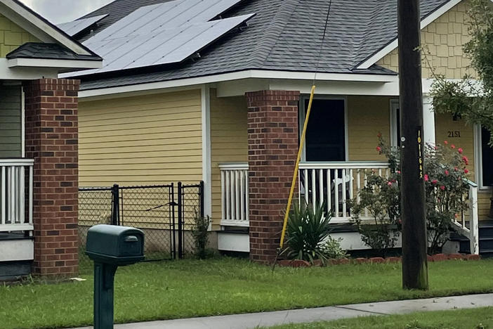 Solar panel covers the roof of this home near Savannah High School