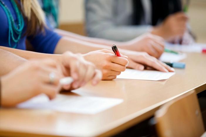 students at a desk