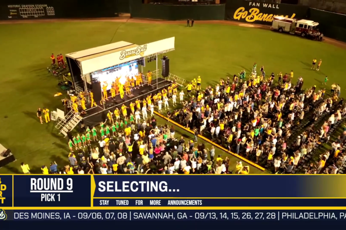 Savannah Bananas fans and players attended a live-streamed schedule reveal show at the team's home ballpark of Grayson Stadium, where the Bananas announced dates and locations for their 2024 nationwide tour.