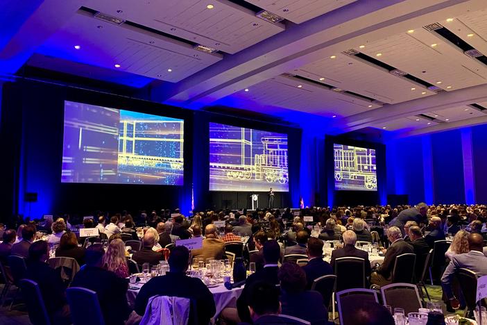 Georgia Ports Authority executive director Griff Lynch speaks at the 2023 State of the Port event on Thursday at the Savannah Convention Center.