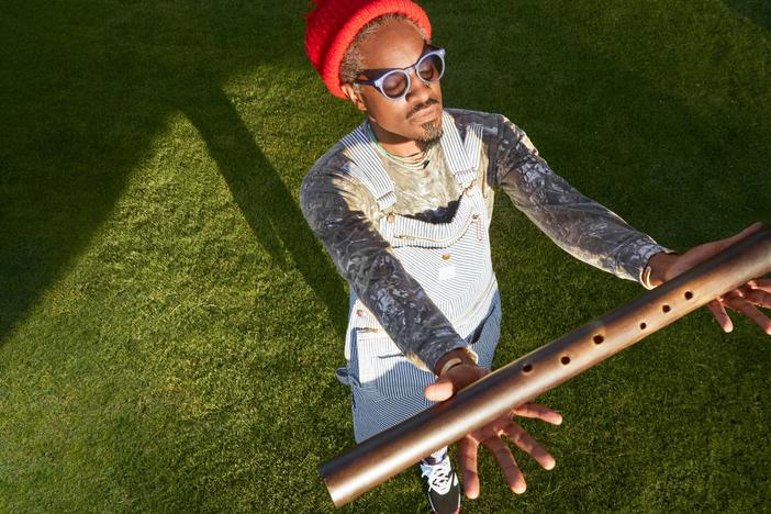 Outkast's Andre 3000 with his flute