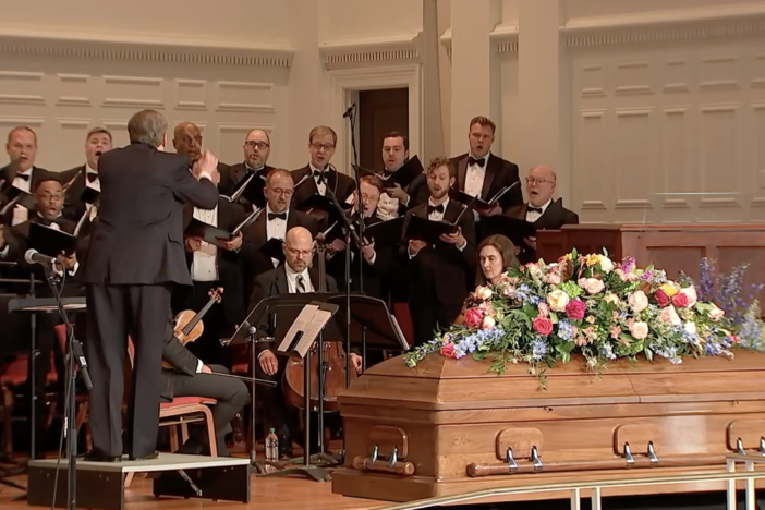 Members of the Atlanta Symphony Orchestra Chamber Chorus conducted by Director of Choruses, Norman Mackenzie at the service honoring Rosalynn Carter at Glenn Memorial United Methodist Church in Atlanta on Nov. 28, 2023..