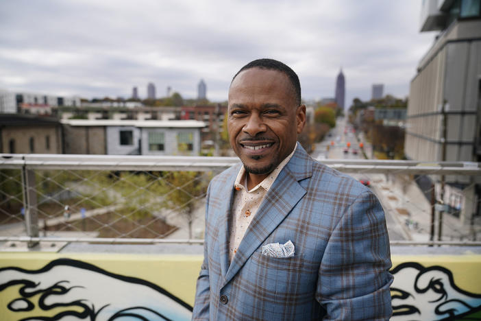 Ruben Brooks, chief operating officer at Atlanta BeltLine poses for a portrait, Monday, Nov. 20, 2023, in Atlanta. As a donor, Brooks supports the causes of financial literacy, scholarships and mentoring for young people in the African American community. Years ago, he volunteered as a mentor for Big Brothers Big Sisters of America, an organization that he continues to support financially, along with Junior Achievement of Georgia, where he is now a board member. (AP Photo/Brynn Anderson)