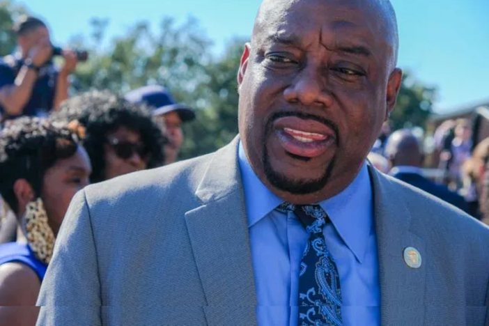 Savannah Mayor Van Johnson at a campaign rally for Democratic U.S. Senate candidate Raphael Warnock, Savannah, Ga., Oct. 4, 2022