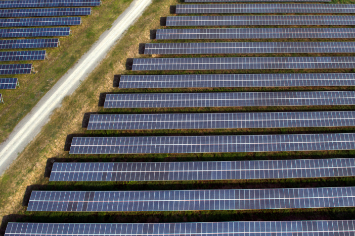 solar panels in large field