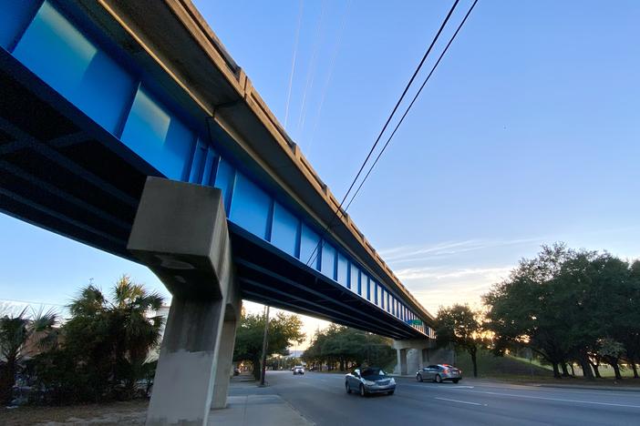 The Interstate 16 flyover crosses Martin Luther King Jr. Boulevard in Savannah, exiting onto nearby Montgomery Street.