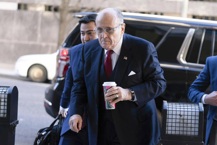 Former Mayor of New York Rudy Giuliani arrives at the federal courthouse in Washington, Friday, Dec. 15, 2023. 