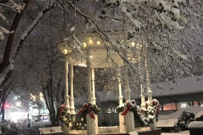 The gazebo and band shell at Glover Park in Marietta Square in a 2017 photo.