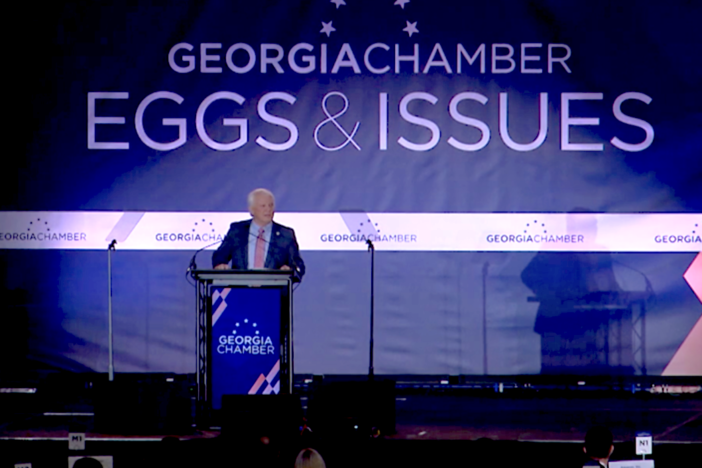 Georgia Speaker of the House of Representatives  Jon Burns speaks at the Georgia Chamber of Commerce  Eggs and Issues breakfast on Jan. 10, 2024.