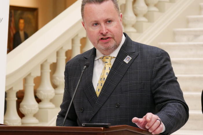 Kevin Tanner, commissioner of the state Department of Behavioral Health and Developmental Disabilities, speaks at Addiction Recovery Awareness Day in 2024. 