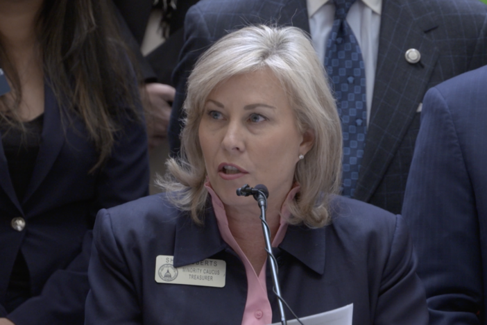 Georgia House Rep. Shea Roberts (D–Atlanta) spoke about the anniversary of Roe v. Wade at the Georgia Capitol on Jan. 22, 2024.