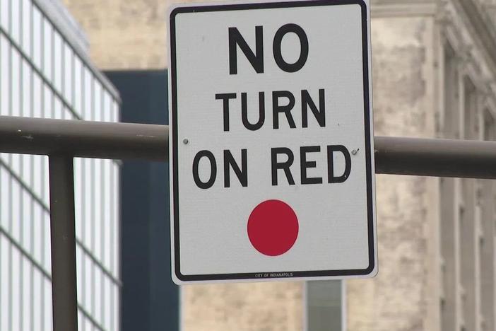 a "No Turn On Red" road sign