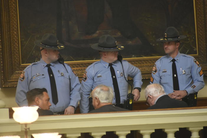  State troopers were out in force on the first day of the 2024 legislative session. Ross Williams/Georgia Recorder