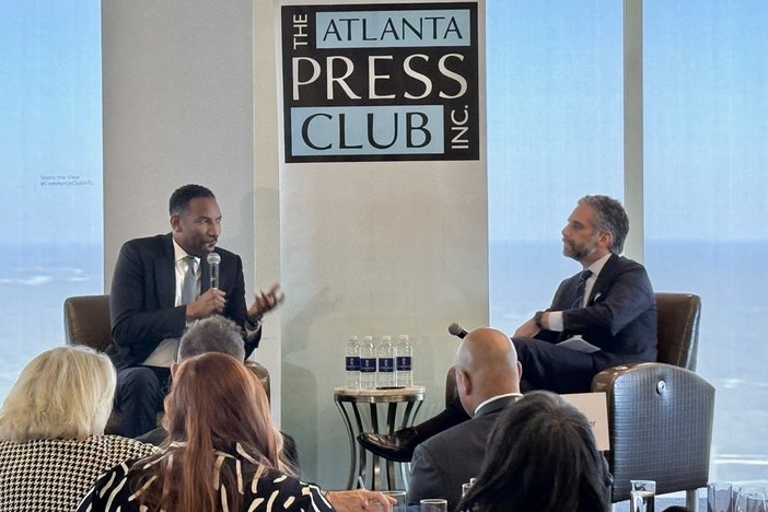 Atlanta Mayor Andre Dickens sat down for a conversation with Atlanta Press Club Chair Keith Pepper at the Commerce Club in Atlanta on Deb. 7, 2024.