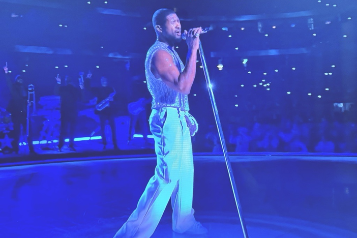 Atlanta-based Usher performed at Super Bowl IVIII in Las Vegas, Nevada on Feb. 11, 2024.