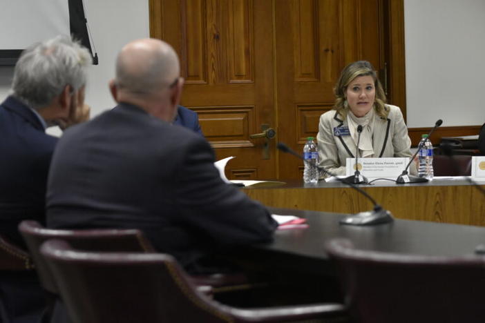 Sen. Elena Parent speaks with Sen. Carden Summers and attorney Jeff Fleghorn. Ross Williams/Georgia Recorder
