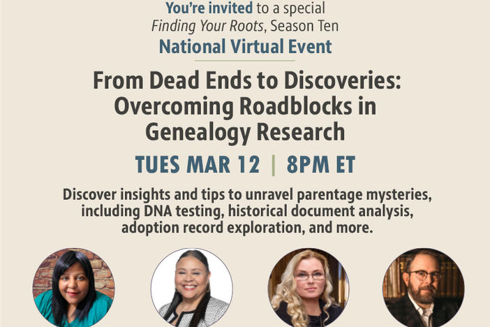 Finding Your Roots virtual event information 