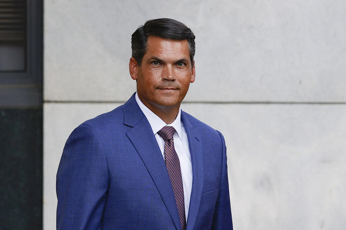 Former Georgia Lt. Gov. Geoff Duncan leaves the Fulton County Courthouse, Aug. 14, 2023, in Atlanta. Duncan said Monday, March 18, 2024, that he would not run as a third-party candidate affiliated with No Labels, a political group that's considering launching an independent campaign for the White House. 