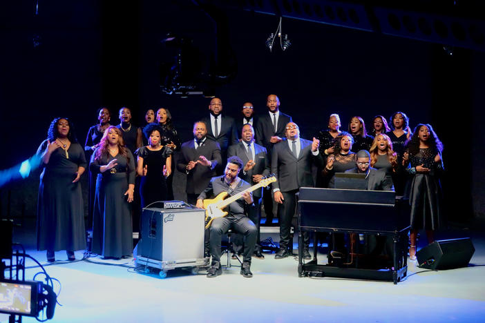 The Belle Singers perform "Total Praise" on set for GOSPEL
