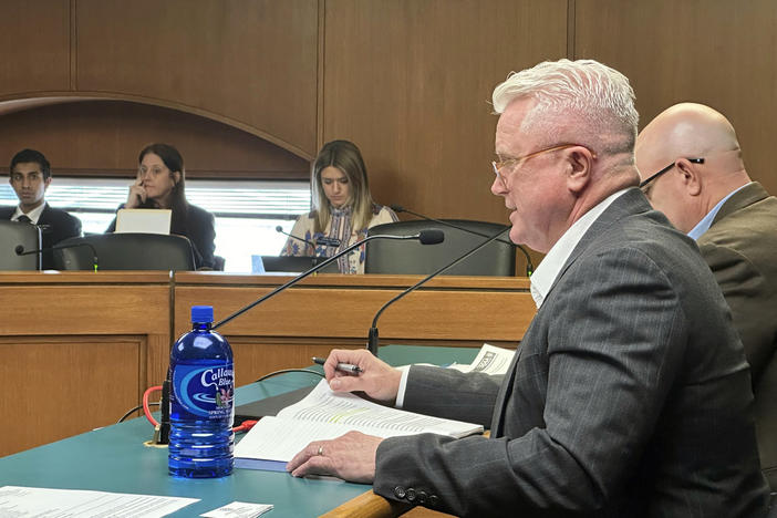 Georgia state Sen. Randy Robertson, R-Cataula, discusses a bill to punish cities and counties that break state immigration law during a meeting of the Senate Public Safety Committee, Wednesday, March 6, 2024, at the Georgia Capitol in Atlanta. The committee passed the bill, saying penalties are needed for local governments that disobey Georgia state law by passing policies to harbor undocumented immigrants. 