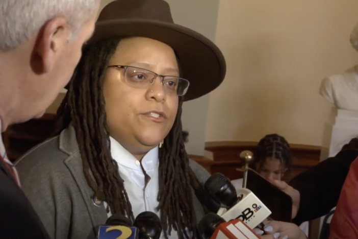 Georgia state Sen. Kim Jackson (D–Stone Mountain) speaks out about the  about an amendment to HB 1170 which passed March 11 in committee. The unrelated amendment would ban puberty blockers for transgender minors. 