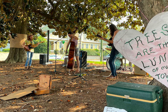 Athens residents protested in 2021 when some came to believe that the 120-year-old magnolias outside The Varsity would be removed. Credit: Blake Aued