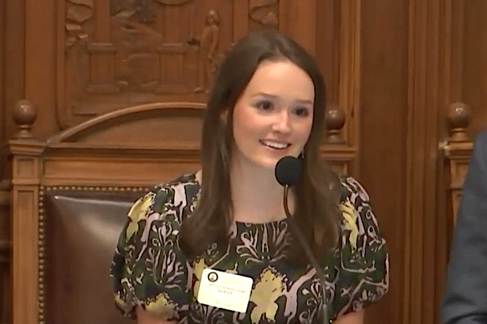 UGA student Clarke Jones speaks on behalf of five UGA students who rescued a woman and children from a car that slid into a lake. 