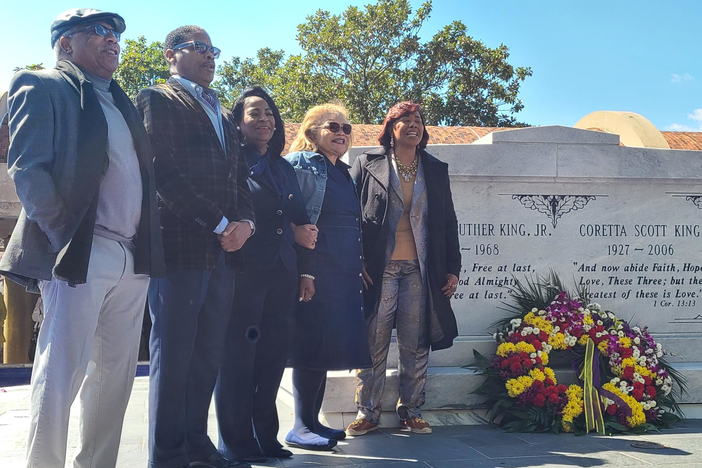 King family members including Bernice King (right), CEO of the King Center, gather to remember Martin Luther King Jr., who was assassinated on April 4, 1968.