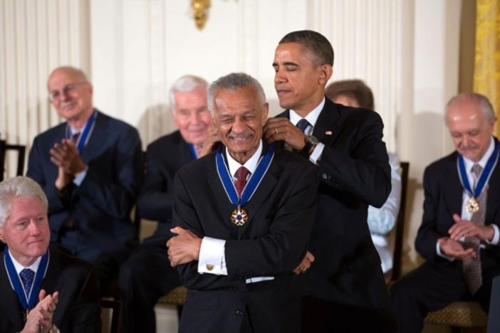 President Barack Obama awards the 2013 Presidential Medal of Freedom to Cordy Tindell 'C.T.' Vivian, during a ceremony in the East Room of the White House, Nov. 20, 2013.. A lifelong lover of books, Vivian was a civil rights leader, minister and author who died in Atlanta in 2020 at age 95.