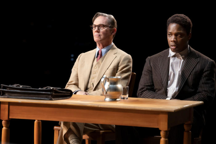 Morehouse College graduate Yaegel Welch (right) performs in the Broadway touring production of 'To Kill a Mockingbird' with actor Richard Thomas. The cast performs in seven shows from May 7 to 12, 2024 at Atlanta's Fox Theatre. 