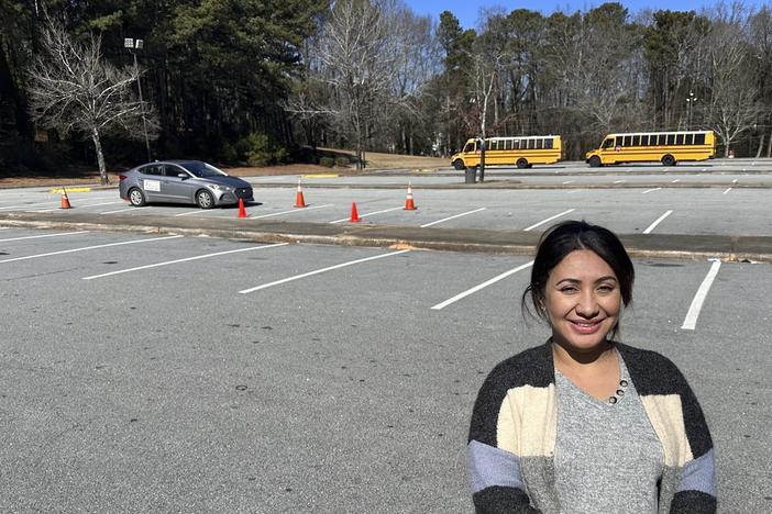Nancy Gobran, instructor and owner of Safety Driving School, poses in an empty parking lot where she holds her driving lessons on Feb. 6, 2024 in Stone Mountain, Georgia. 