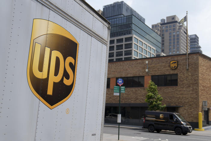 A delivery vehicle passes by a UPS depot, Thursday, June 29, 2023, in New York. UPS has received an air cargo contract from the United States Postal Service, significantly expanding on an existing partnership between the two. UPS said Monday, April 1, 2024, that it will become USPS's primary air cargo provider and move the majority of its air cargo in the U.S. following a transition period.