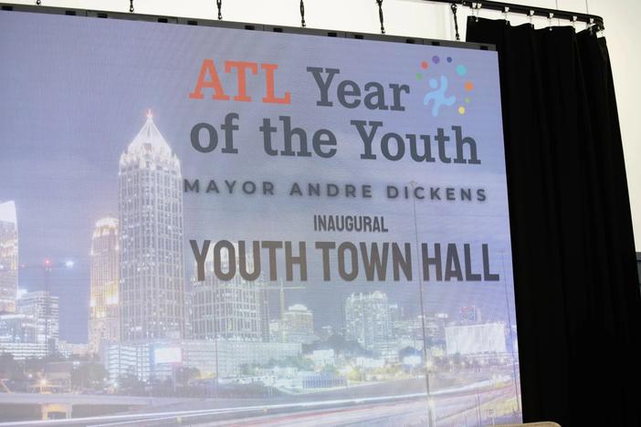 Banner from the ATL Year of the Youth with Mayor Andre Dickens event.