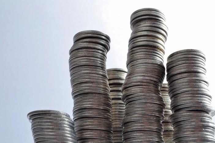 Stacked coins.