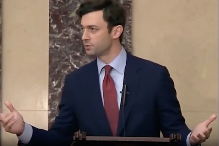 Sen. Jon Ossoff speaks on the floor of the U.S. Senate on May 23, 2024 about the border security bill.