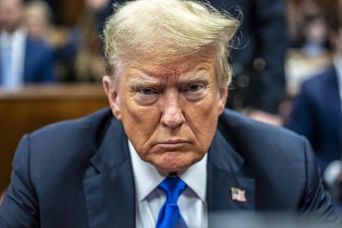 Former President Donald Trump appears at Manhattan criminal court during jury deliberations in his criminal hush money trial in New York, Thursday, May 30, 2024. 