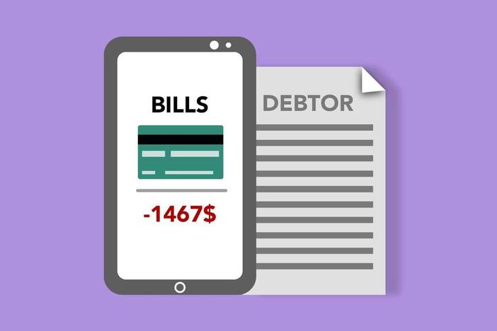 Illustration of a bill on phone and on paper